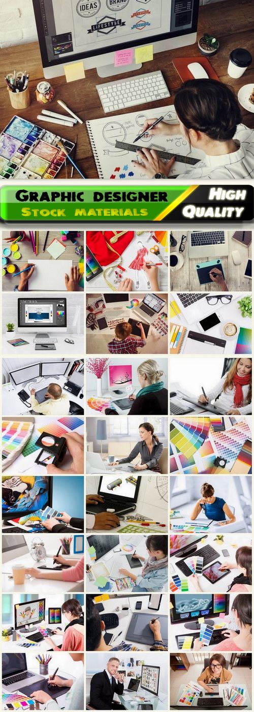 Graphic designer men and women at work in the office - 25 HQ Jpg