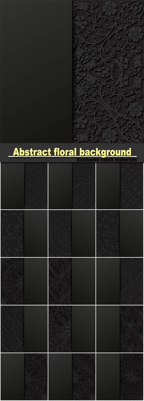 Abstract floral background, black backgrounds with patterns