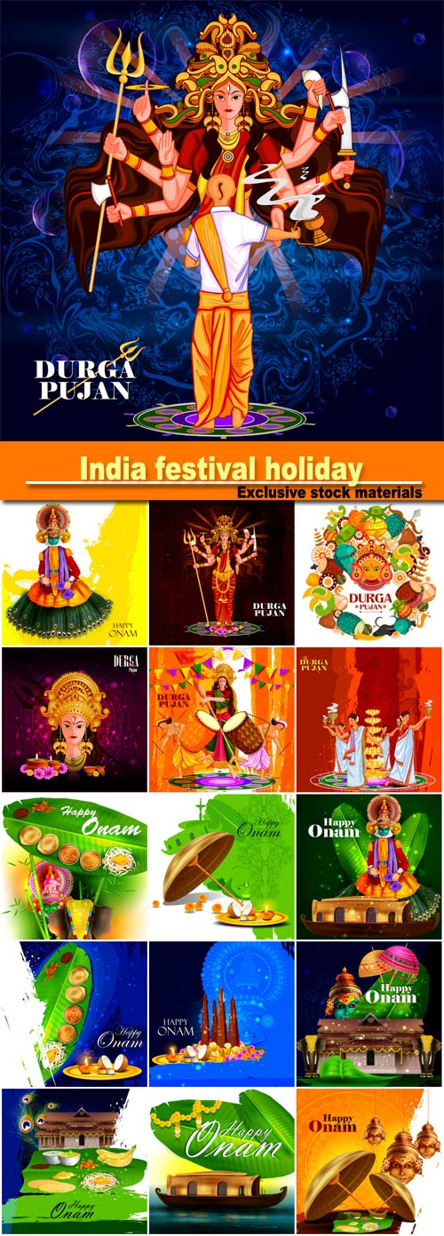 Easy to edit vector illustration of Happy Durga Puja India festival holiday background
