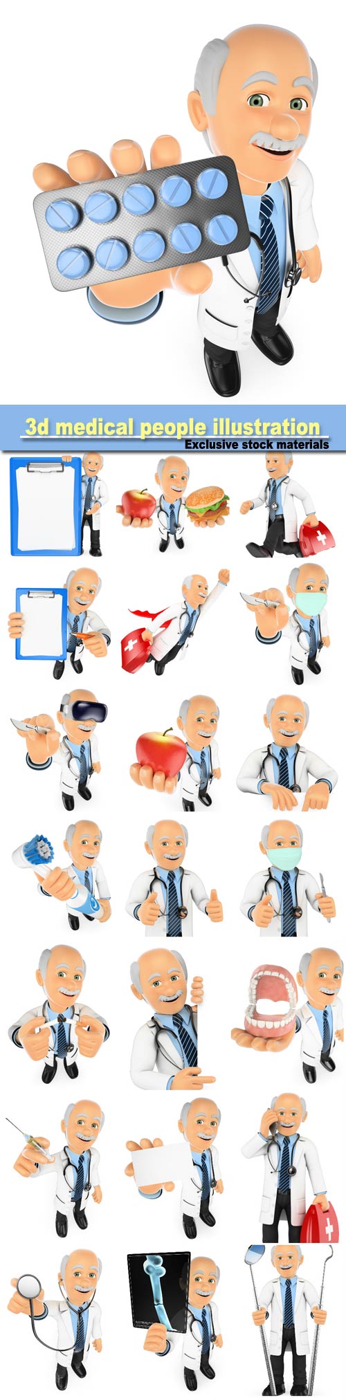 3d medical people illustration, doctor running to a emergency, isolated white background