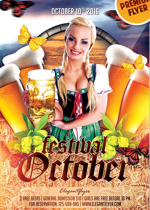 Oktober Festival Flyer PSD V12 Template + Facebook Cover