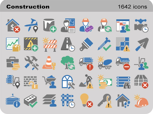 Construction Set - Pure Flat Toolbar Stock Icons