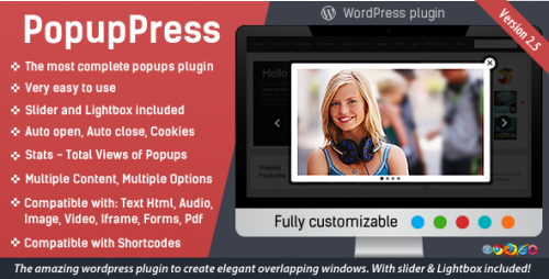 Nulled PopupPress v2.5.4 - Popups with Slider & Lightbox for WP product graphic