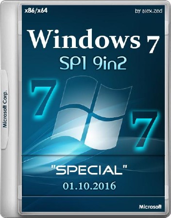 Windows 7 sp1 special 9in2 x86/X64 by alex.Zed (rus/2016)
