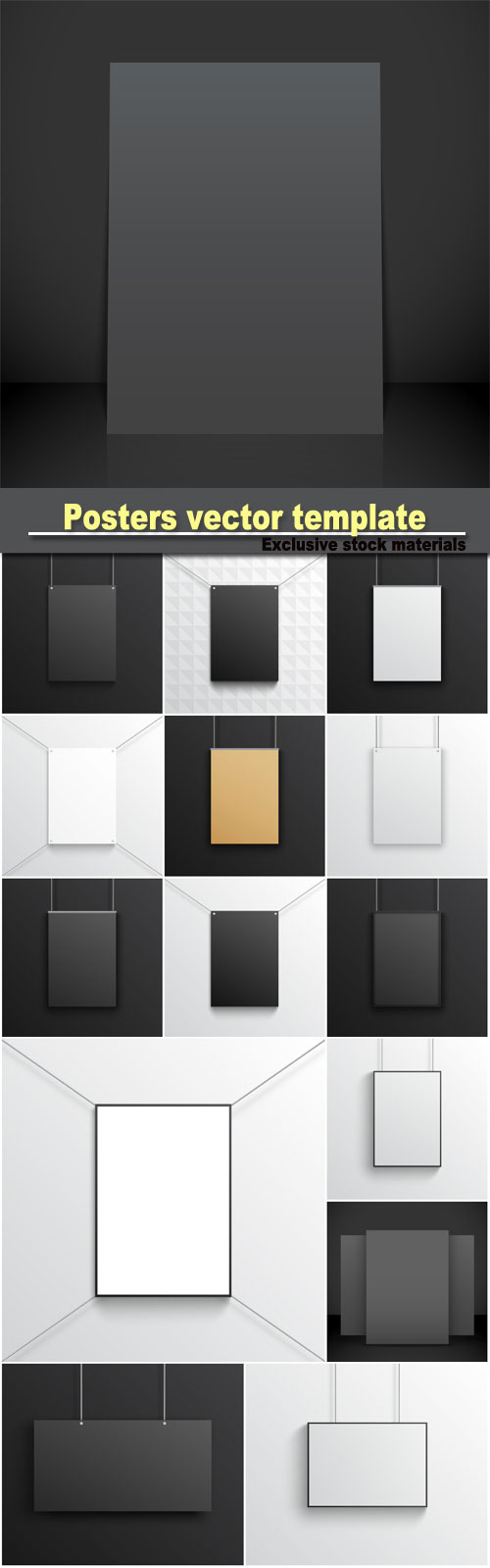 Posters template wall black and white cardboard
