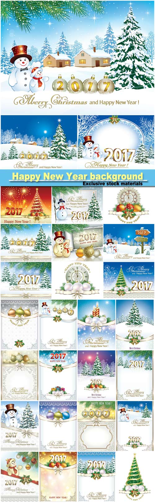 Happy new year 2017, Christmas design template 