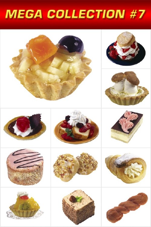 Мега коллекция №6: Пирожные сладости и десерты (прозрачный фон)