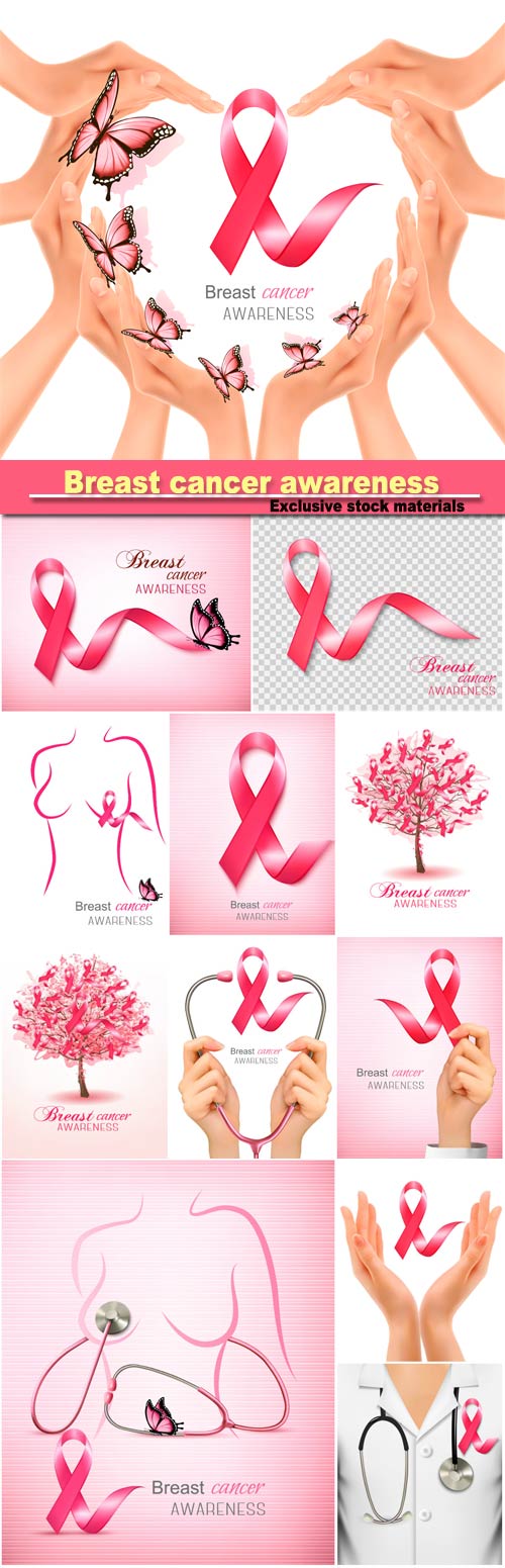 Breast cancer awareness ribbon on a pink background