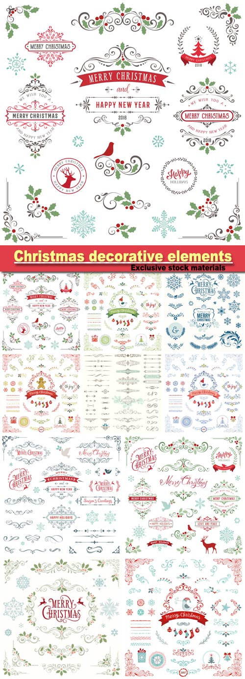 Christmas decorative elements, vector design elements