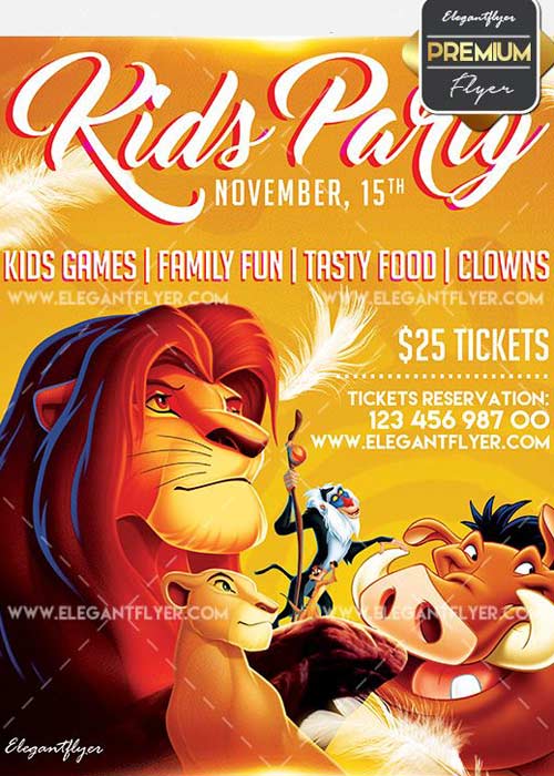 Kids Party V8 Flyer PSD Template + Facebook Cover