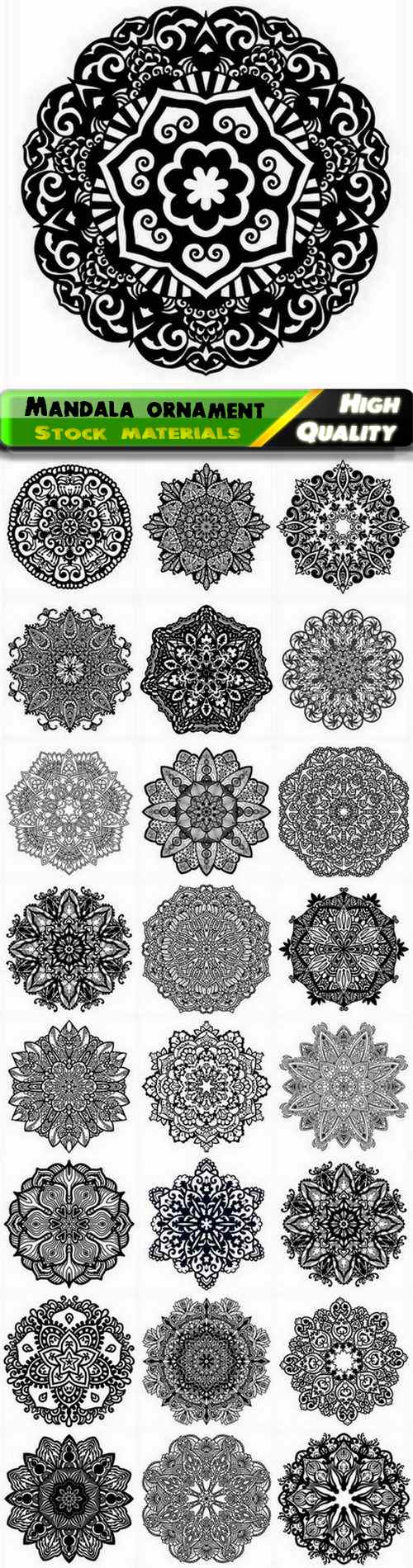 Mandala ethnic round ornament and circle pattern - 25 Eps