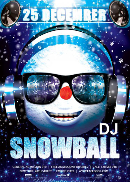DJ Snowball PSD V5 Flyer Template with Facebook Cover