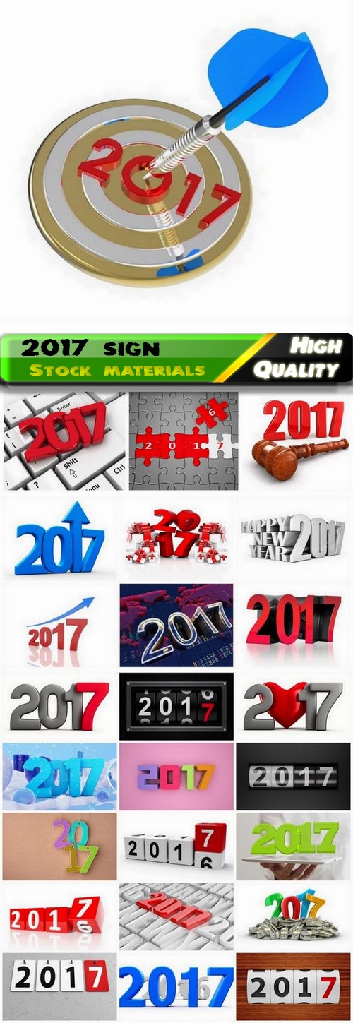 3d render of 2017 new year sign and symbol - 25 HQ Jpg