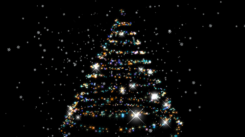 Sparkling Christmas tree on black background HD