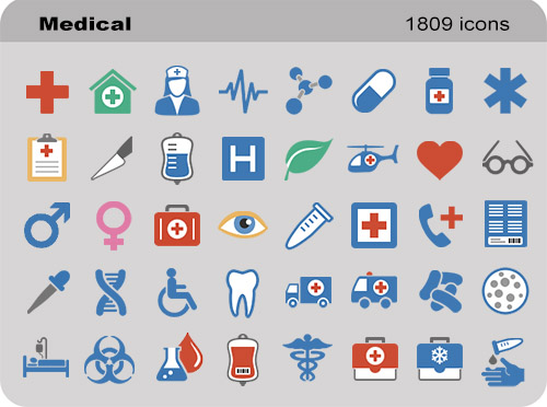 Medical Set - Pure Flat Toolbar Stock Icons