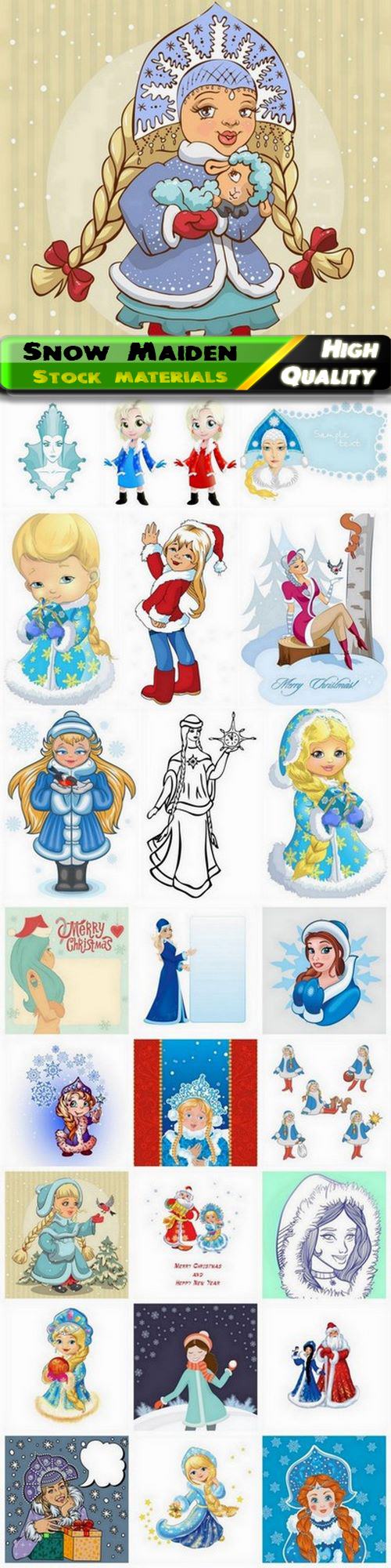 Snow Maiden and Santa Claus for Merry Christmas card - 25 Eps