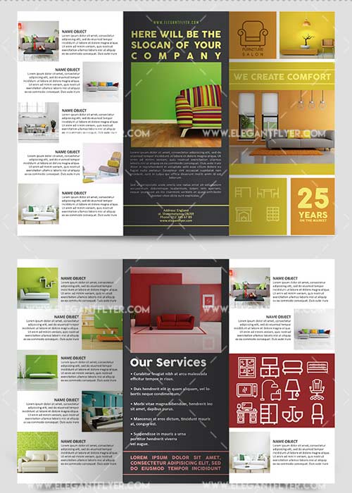 Furniture Salon Premium Tri-Fold PSD V4 Brochure Template