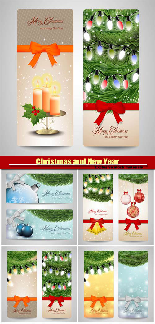 Christmas and Happy New Year, vector holiday backgrounds #8