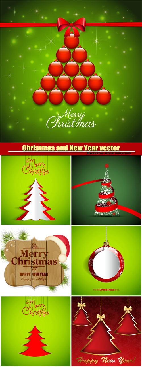 Christmas and Happy New Year, vector holiday backgrounds #3
