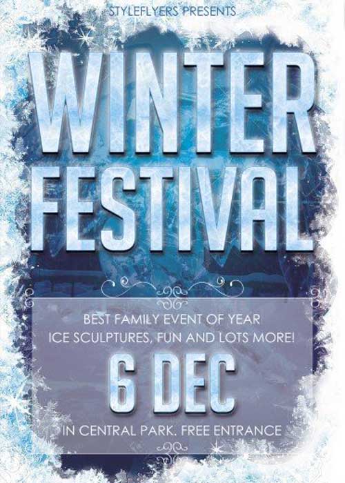 Winter Festival PSD V18 Flyer Template with Facebook Cover