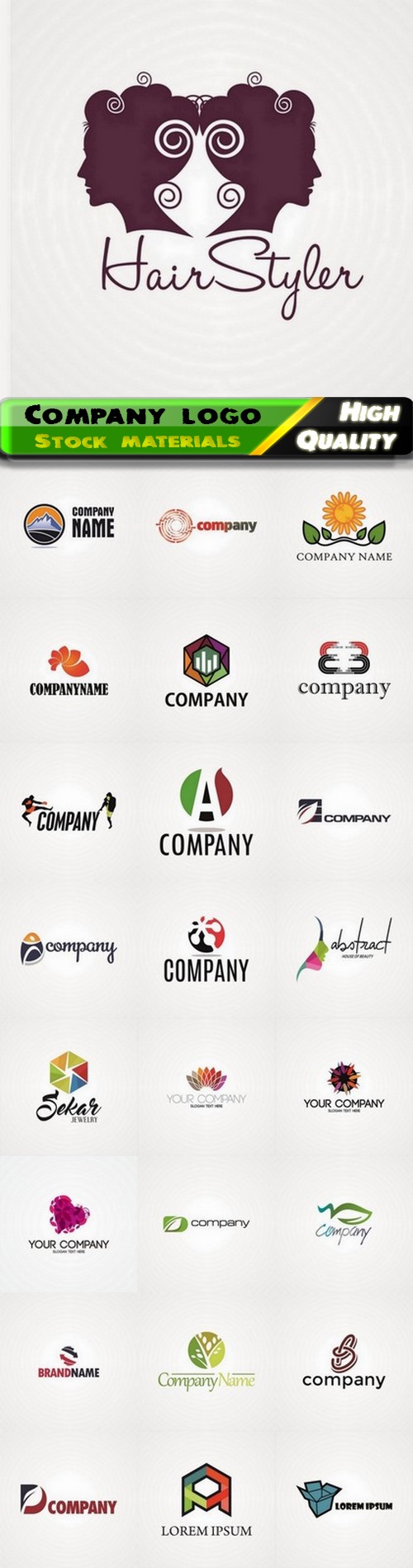 Business company sign logo and logotype emblem design 25 Eps