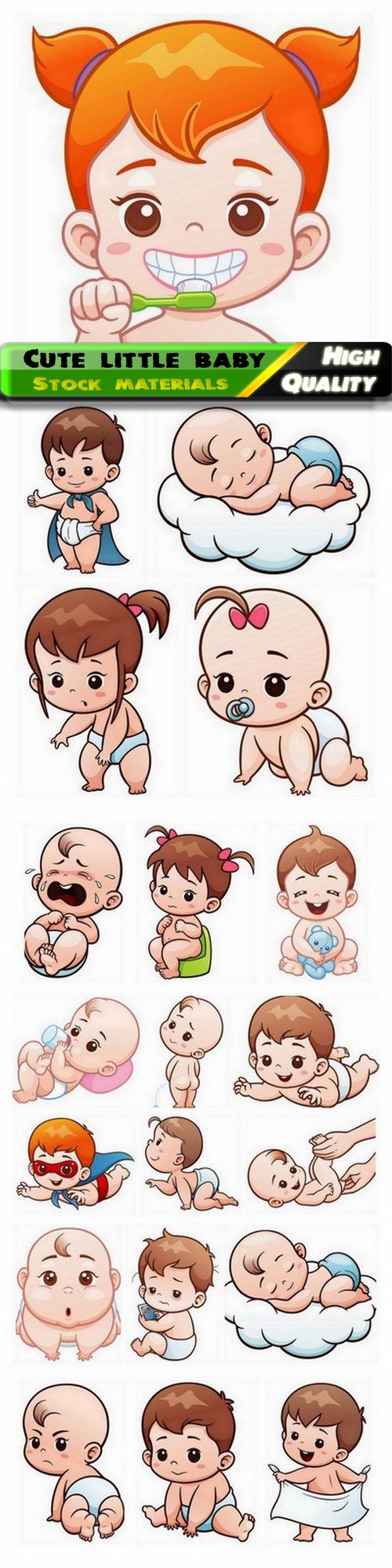 Cute little baby illustration of boy and girl 20 Eps