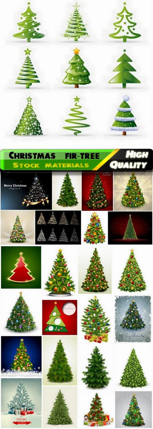Christmas and new year decoration fir-tree 25 Eps