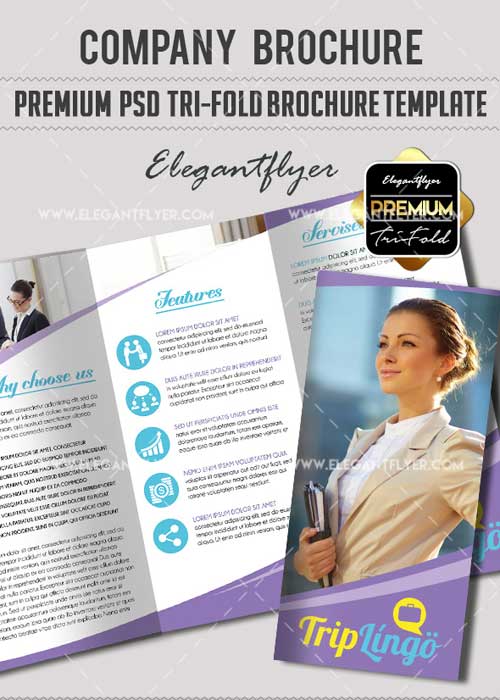 Company Premium Tri-Fold PSD V15 Brochure Template
