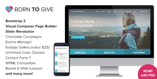 [NULLED] Born To Give v1.7.1 - Charity Crowdfunding Theme Product visual