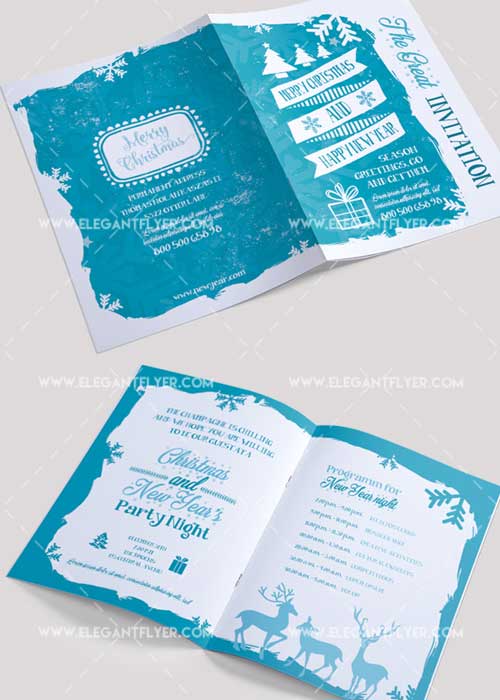 New Year Invitation Bi-Fold PSD V1 Brochure Template