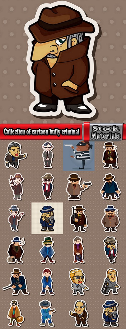 Collection of cartoon bully criminal mafia thief 25 EPS