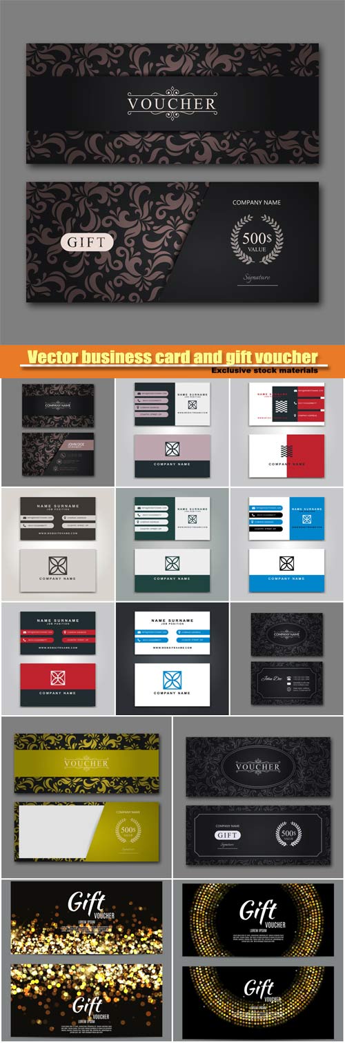 Vector business card and vector gift voucher template