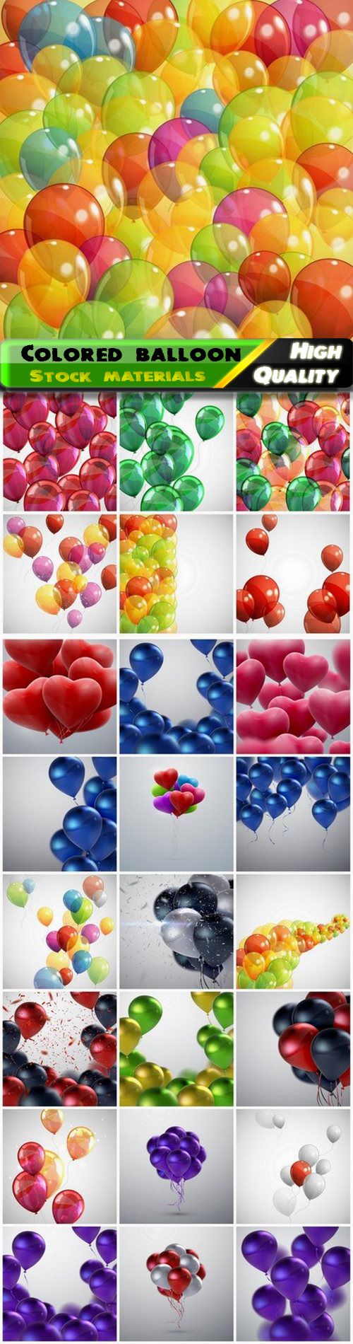 Colored realistic balloon for birthday card decoration 25 Eps