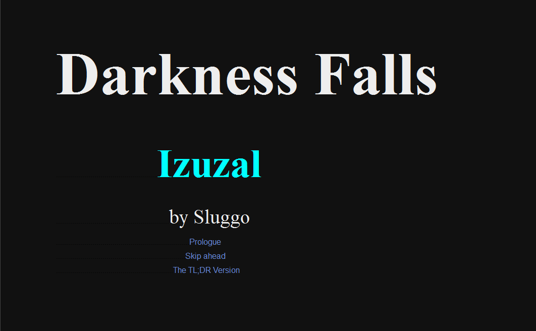 SLUGGO - DARKNESS FALLS - IZUZAL - VERSION 1.1